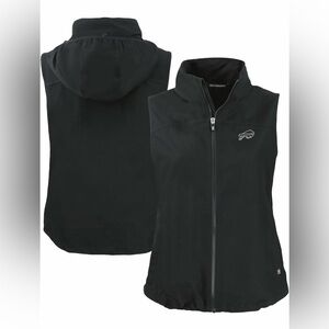 Cutter & Buck Women's Black Buffalo Bills NFL Charter Eco Full-Zip Hoodie Vest